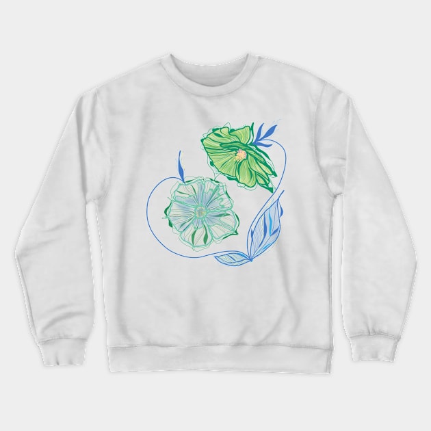 BLUE AND GREEN BLOSSOMS Crewneck Sweatshirt by aroba